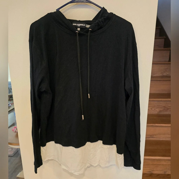 Karl Lagerfeld Tops - Women's Karl Lagerfeld Hooded Long Sleeve‎ Top Size Large